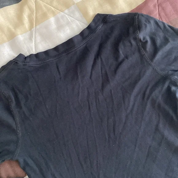 Scoop neck Black loose Long-Sleeve T-Shirt - Picture 12 of 17